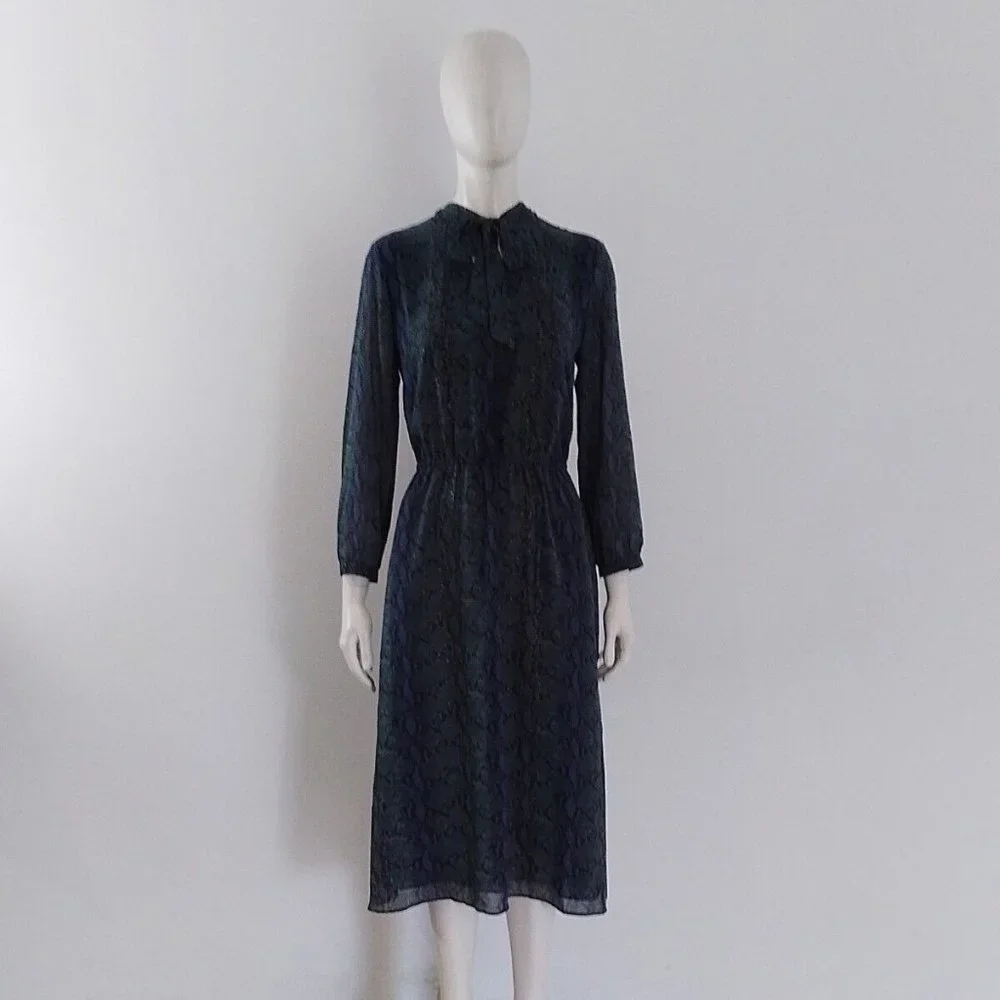 HUSH Snakeskin Neck-Tie Midi Maxi-Dress Size UK 12 EU 40 - Picture 2 of 10
